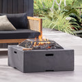 Square 29" Wood Burning Fire Pit, Magnesium Oxide Concrete, Spark Screen & Poker Included – Dark Gray