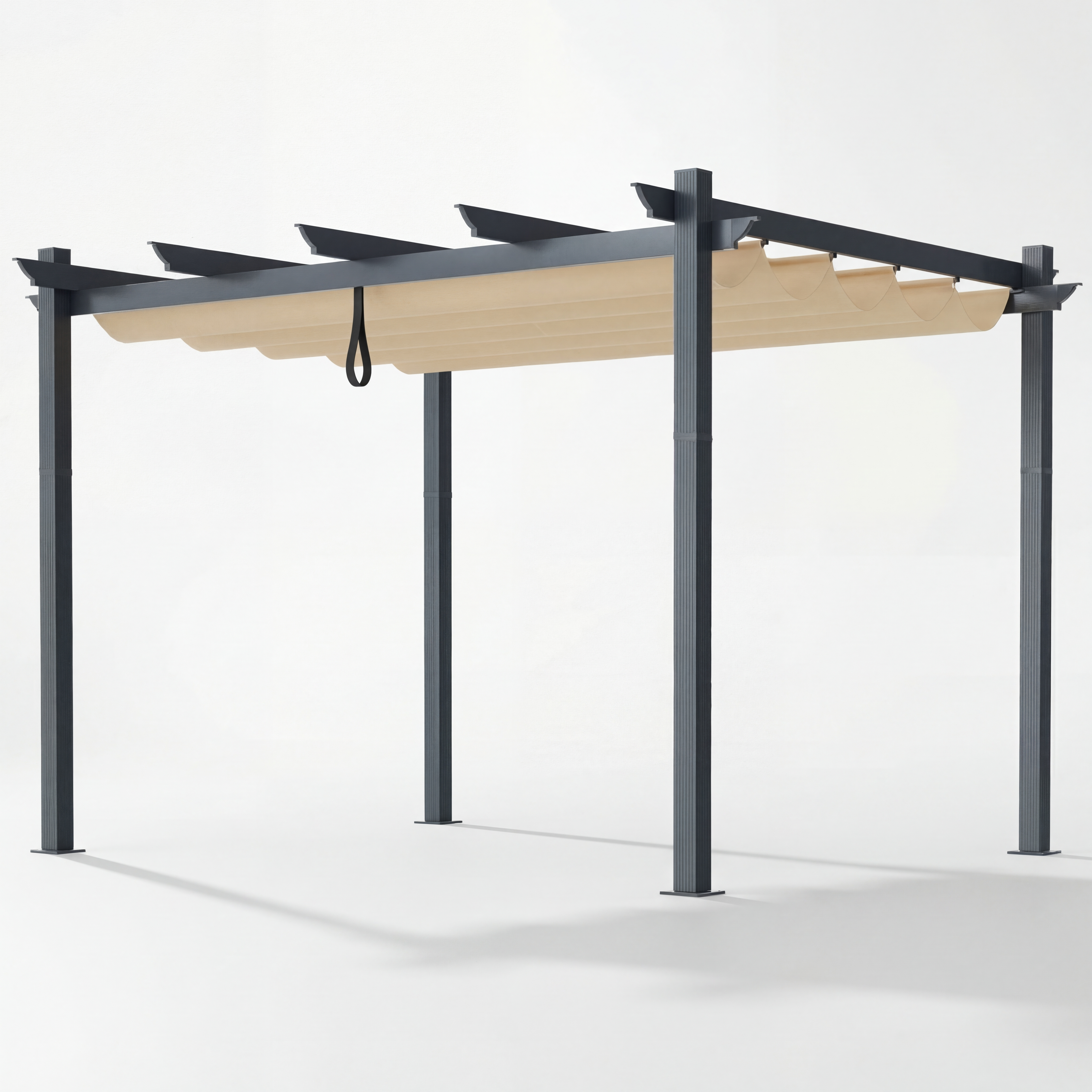 Terralay 10 x 12 Ft Outdoor Metal Pergola - Retractable Canopy, Rust-Resistant, Patio & Garden